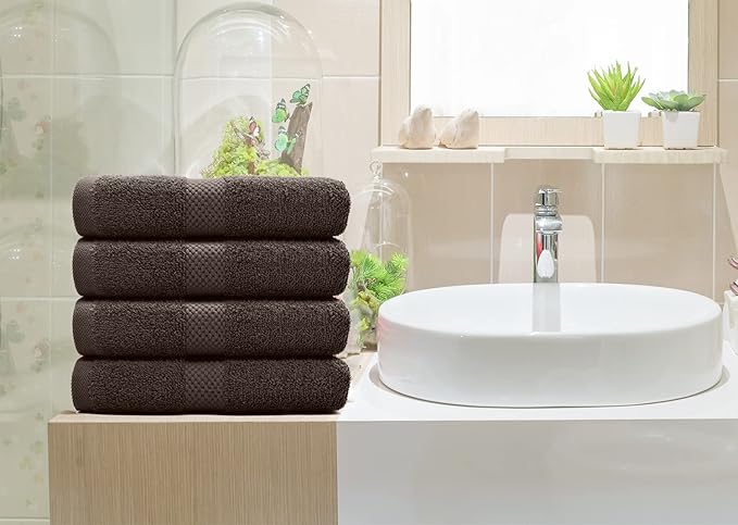 DAN RIVER 6-Pack Premium Hand Towels (16x28 Inches) - 100% Cotton, Ultra Soft, Lightweight, Highly Absorbent Towels for Bathroom, Spa, Gym, Salon, Hotel, and Travel - Brown