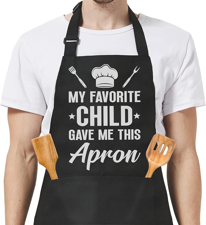 SANDJEST Funny Apron for Dad - Birthday Father’s Day Cooking Grilling Gifts for Mens