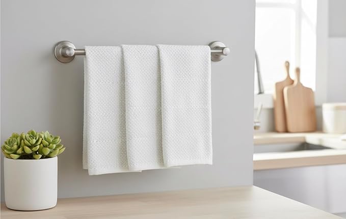 Serafina Home White Kitchen Hand Dish Towels: 100% Cotton Cloth Soft Cleaning Drying Absorbent Textured Terry Loop, Set of 3 Multipurpose for Everyday Use