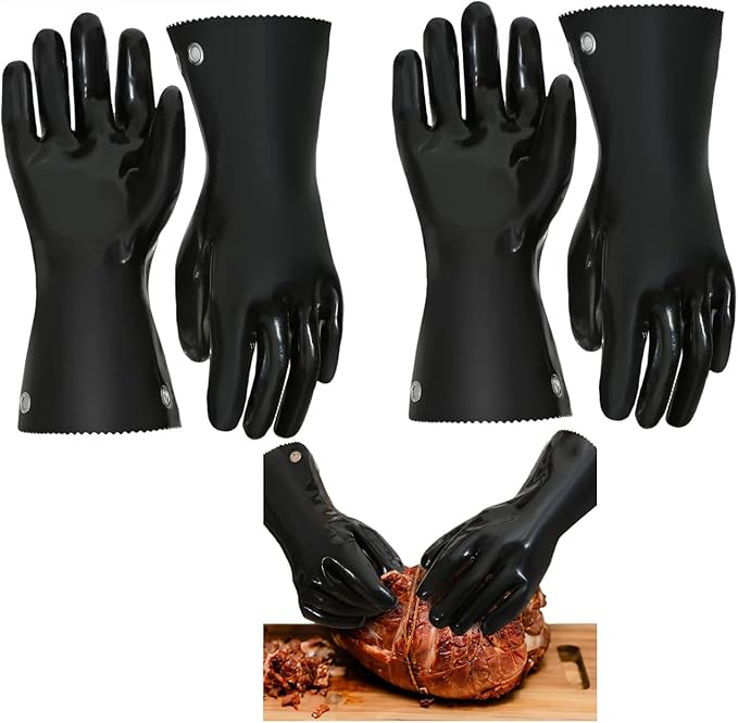 Insulated BBQ Gloves - Heat Resistant, No Stiff for Grill/Cooking/Pit, Grilling & Meat Gloves, Smoker Accessories