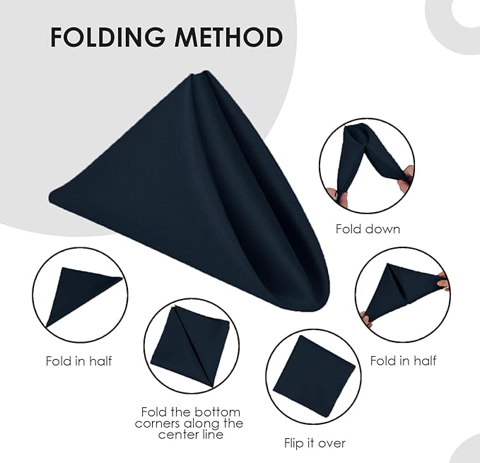 Avalon Kitchen Navy Blue Cloth Napkins Bulk (Pack of 24) - 100% Polyester Dinner Linen Napkins Cloth Washable & Reusable - Durable with Hemmed Edges - Ideal for Parties and Weddings (17x17 Inches)
