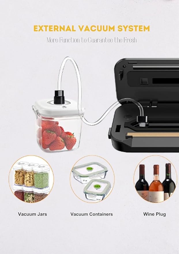 MEGAWISE 2025 Powerful Vacuum Sealer Machine | Compact Design | One-Touch Automatic | Seal in 10-20 Seconds | Dry, Moist, Wet, and Cold Modes | With 10 Vacuum Bags & Built-in Cutter