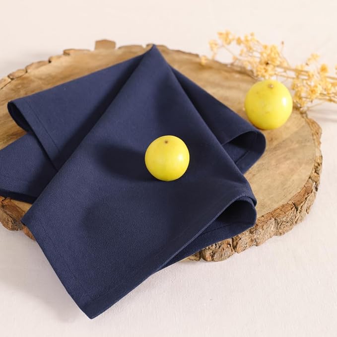 Cloth Napkins Set of 12 Navy Blue Solid Dinner Napkins 18x18 Inch, 100% Cotton, Soft Absorbent Reusable Washable Durable Napkin, Decorations, Restaurant, Wedding & Table Décor, Everyday Use
