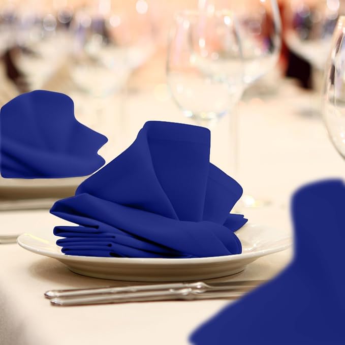 Avalon Kitchen Royal Blue Cloth Napkins Bulk (Pack of 24) - 100% Polyester Dinner Linen Napkins Cloth Washable & Reusable - Durable with Hemmed Edges - Ideal for Parties and Weddings (17x17 Inches)