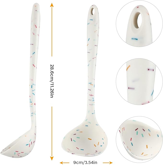 4 Pieces Silicone Ladles for Cooking - 4 Colors Middle Soup Ladle Spoon Heat Resistant Kitchen Ladle Spoons, Cooking and Serving Spoon for Soup Sauce Chili Gravy Salad Canning Pouring