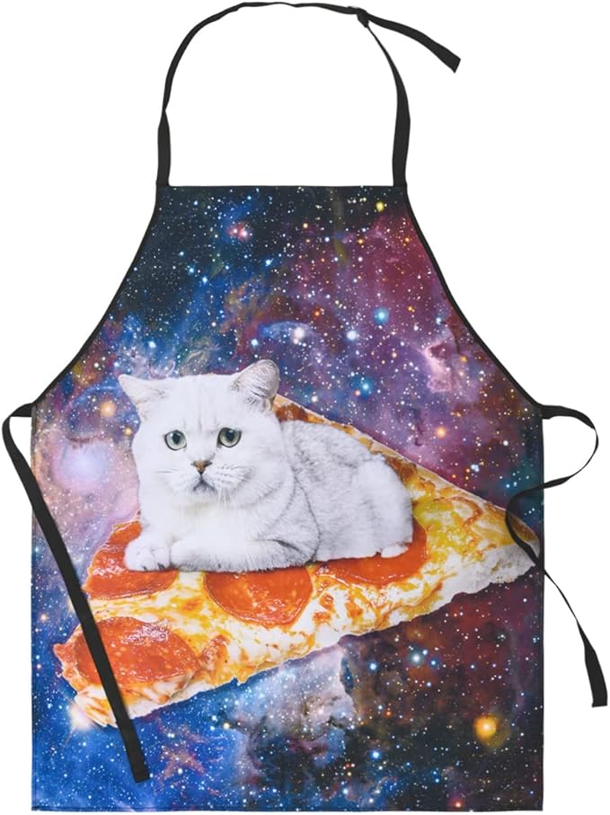 RosieLily Cat Apron for Women & Men - Funny Kitchen Apron for Cooking, Gardening, Grilling & BBQ - Cat Gifts, Baking Gifts, Galaxy Space