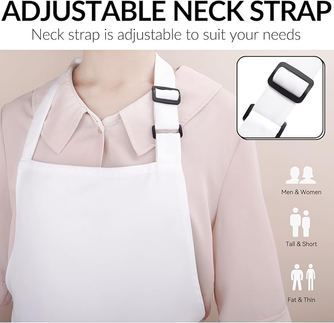 Large Chef Apron for Men and Women, Cooking Kitchen Aprons with 2 Large Pockets Water Oil Resistant