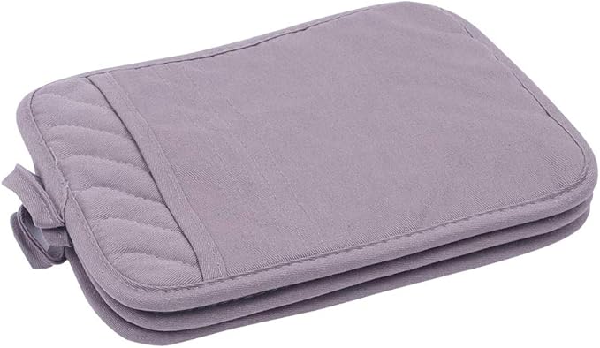 Anyi Pot Holders for Kitchen Heat Resistant, Cotton Hot Pads for Counter Table, Grey Kitchen Pot Holders with Pocket Pack of 3