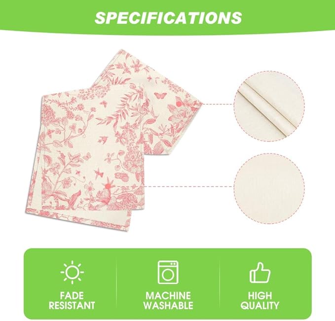 Artoid Mode Pink Monochrome Sketch Birds Flowers Spring Table Runner, Seasonal Summer Kitchen Dining Table Decoration for Home Party Decor 13x72 Inch