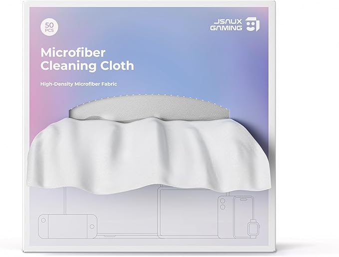 JSAUX 50 Pack Microfiber Cleaning Cloth (6 x 6 in), for Switch 2| Eye Glass Disposable Clean Cloth| Safe for Lens, Eyeglasses, Glasses, Screens, Camera, iPad, iPhone, Phone, Steam Deck, TV Screen