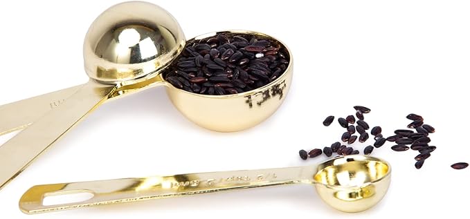 Gold Measuring Spoons, Heavy Duty 18/8 Stainless Steel Measuring Set of 6 Piece: 1/8 tsp, 1/4 tsp, 1/2 tsp, 1 tsp, 1/2 tbsp & 1 tbsp Measuring Liquid and Dry Ingredients for Cooking Baking Gift Set