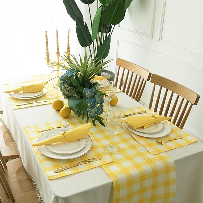 Yellow Cloth Napkins 100% Cotton Set of 12, 18 x18 inch, Summer Cloth Napkins for Table Decor for Dinner, Soft Comfortable and Reusable (Jasmine Yellow)