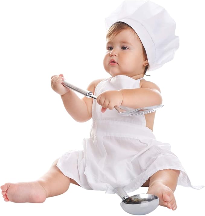 KHC-KHF Newborn Photography Prop Baby Chef Outfits Chef Hat Apron Set Infant Chef Costume Toddler Cosplay Costume Boy Girl
