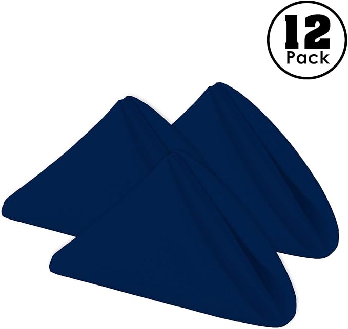 Gee Di Moda Cloth Napkins - 17 x 17 Inch Navy Blue Dinner Napkins - Set of 12 Soft & Absorbent Washable Fabric Cloth Table Napkins with Hemmed Edges for Hotel Restaurant, Holiday Parties & Wedding