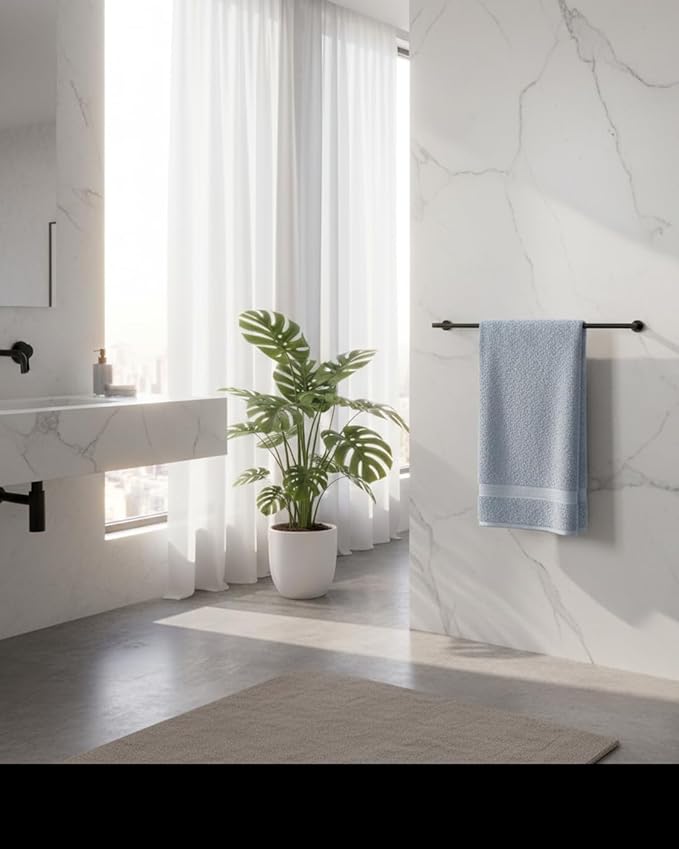 BIOLINEN Sky 6-Piece Luxury Cotton Towel Set - 2 Bath Towels, 2 Hand Towels, 2 Washcloths - Soft Absorbent Towel Pack for Bathroom, Home, Gym & Travel
