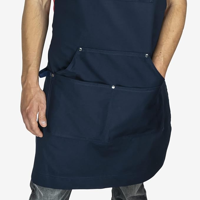 Chef Pomodoro Chef Apron for Men and Women - Kitchen Apron with Pockets & Adjustable Neck Straps - Cooking Apron 100% Cotton