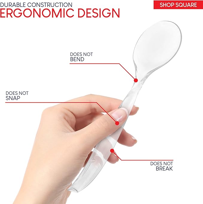 Disposable Plastic Serving Utensils - Set of 18 Clear Buffet Serving Utensils, 6 Each 6" Tongs, 10” Spoons, 10” Forks