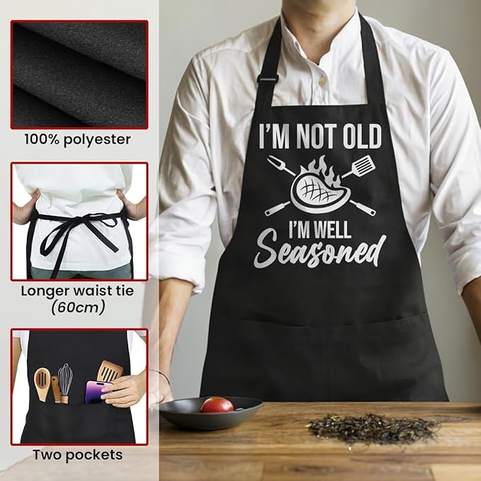 SANDJEST Funny Apron for Dad - Birthday Father’s Day Cooking Grilling Gifts for Mens