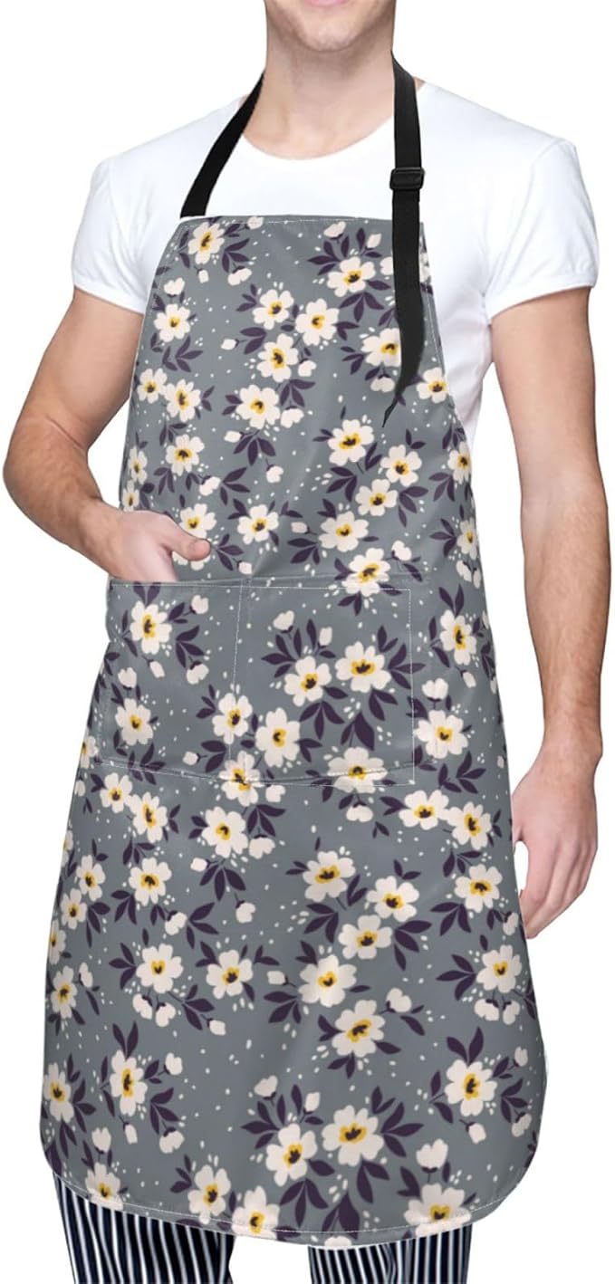 Perinsto Waterproof Apron With 2 Pockets Kitchen Chef Aprons Bibs For Cooking Baking Painting Gardening Grooming