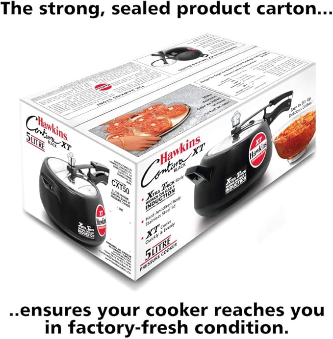 Hawkins Contura Hard Anodized Induction Compatible Extra Thick Base Pressure Cooker, Black, 5L