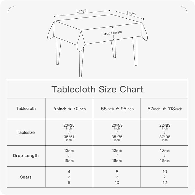BALCONY & FALCON Rectangle Table Cloth Waterproof Tablecloth Fuzzy Linen and Satin Double-Sided Usable Table Cover for Dining, Kitchen, Cafe, Parties and Outdoor Use (White 55x95)