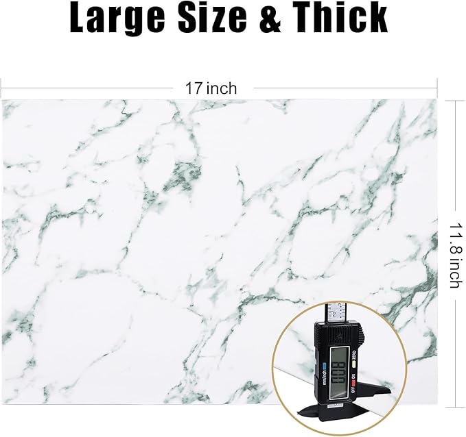 Homaxy Faux Leather Heat Resistant Placemats for Dining Table Set of 12, Waterproof Wipeable Washable PU Table Mats, Easy to Clean Anti-Slip Place Mats, 11.8" x 17", Marble