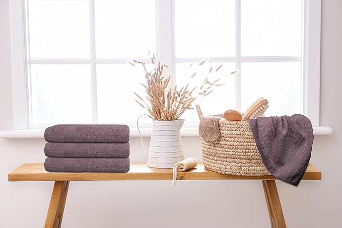 Premium Hand Towels Pack of 6 (16" x 30”) 100% Combed Ring Spun Cotton | Highly Absorbent Hand Towels Set | Ultra Soft for Home, Gym & Spa (Purple Ash)
