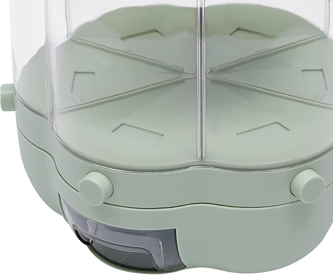 360° Rotating Grain Dispenser With 6 Grids, 13.2lbs Large Capacity Grain Dispenser Rotating Kitchen Storage Containers With Sealed Lid For Peanut Barley Millet And Cereal (Matcha green, 17.6 lbs)