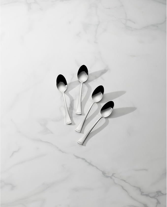 Lenox Flatware Set, Portola Teaspoons Set, Service For 4, 18/10 Stainless Steel, Mirror Finish, Dishwasher Safe, Kitchen Utensils Sets, Home And Kitchen Utensils, Spoons, Teaspoons (Silver, 4 Pieces)