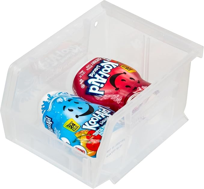 Akro-Mils 30210 AkroBins Plastic Storage Bins, Space-Saving Stackable Bins for Garage, Pantry, Craft Organization, 5" x 4" x 3", Clear, 6-Pack