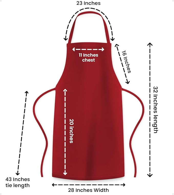 Avalon Kitchen Aprons for Men - 100% Polyester Chef Apron Women with Extra Long Ties - Cooking Aprons for Women & Mens Apron