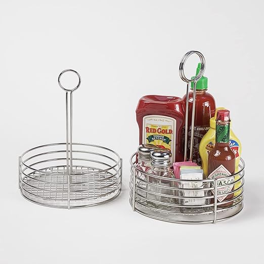 G.E.T. Stainless Steel Round Condiment Caddy - Table Caddies Collection, 7.5