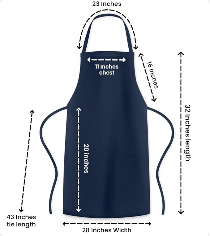 Avalon Kitchen Aprons for Men - 100% Polyester Chef Apron Women with Extra Long Ties - Cooking Aprons for Women & Mens Apron