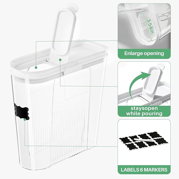 Cereal Containers Storage, 3 PCS PET Airtight Food Storage Containers With Lids (4L/135.2oz) For Kitchen Pantry Cabinet Organization, Plastic Clear BPA-Free Canister Set For Dry Food Flour Sugar Rice
