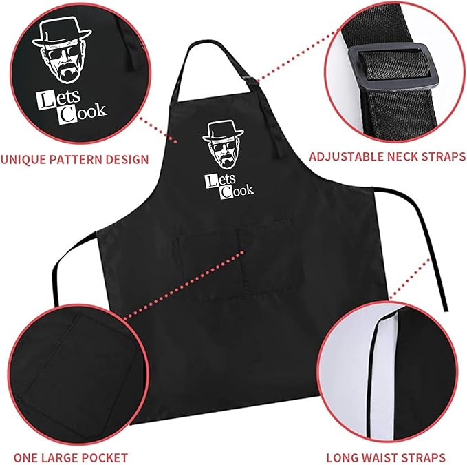 ZOORON Funny Cooking Chef Apron with Pockets BBQ Kitchen Work Aprons Birthday Father’s Day Grilling Gifts for Dad, Husband