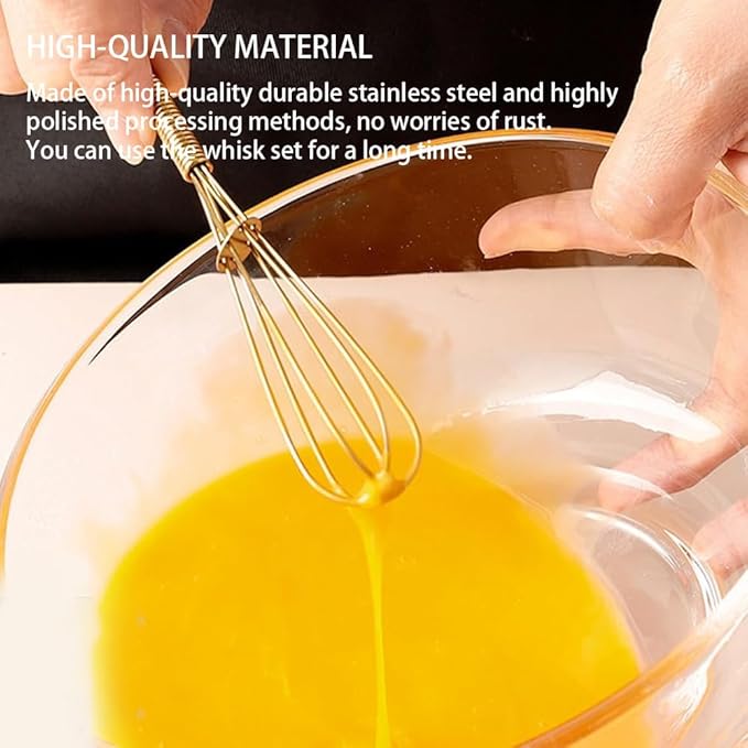 Stainless Steel Mini Whisk Set of 2, Small Wire Hand Whisks, Kitchen Cookware for Cooking, Whisking, Blending, Beating, 5/7/8/10 inch