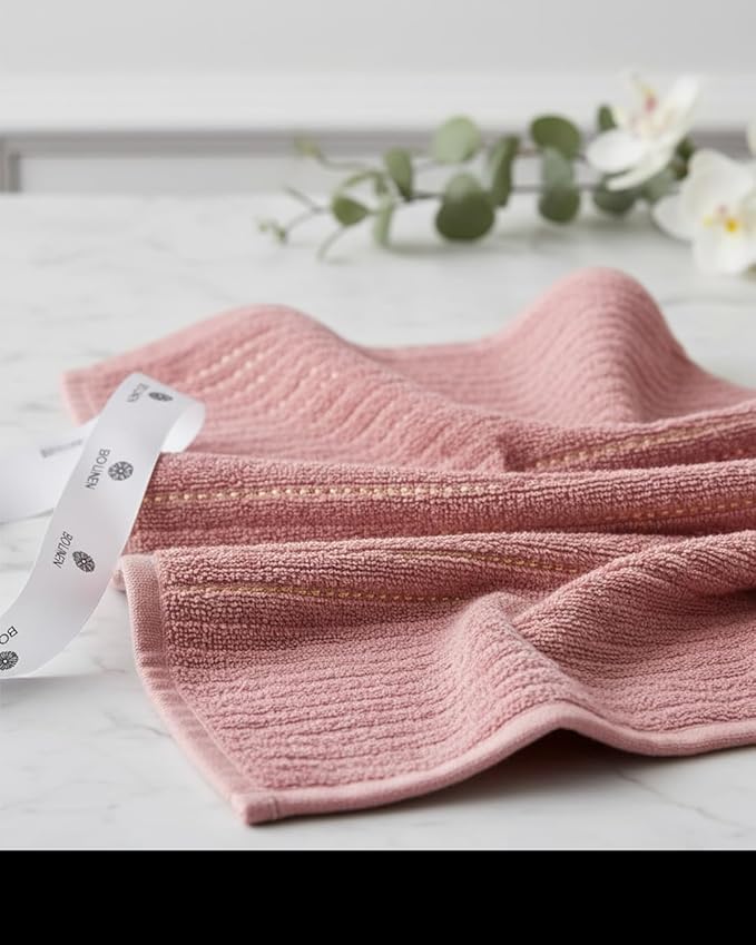 BIOLINEN 6-Piece Luxury Towel Set Rose 2 Bath Towels, 2 Hand Towels, 2 Washcloths Soft Absorbent Cotton Towel Pack for Bathroom, Home, Gym & Travel