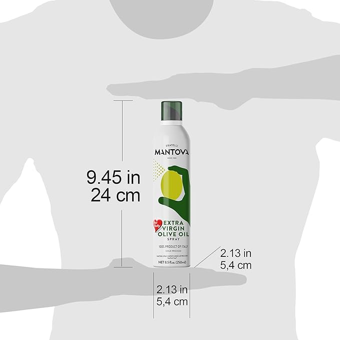 Mantova Extra Virgin Olive Oil Spray 8.5 oz. Spray Bottle - Manage Oil Amount - Great For Salads & Cooking