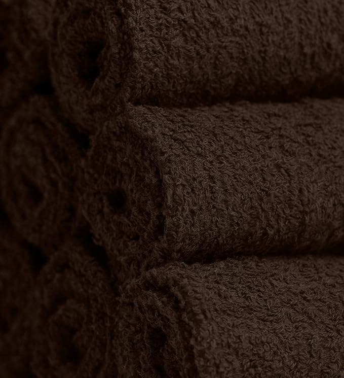 Softolle 100% Cotton Washcloths 60 Pack (12x12 Inches) Soft, Highly Absorbent Washcloth, Face Towels, Wash Cloths for Face, Ring Spun, Bulk Pack (Brown)