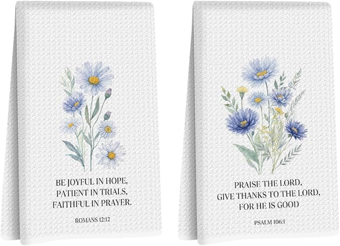 2 Pcs Bible Verse Kitchen Towels, Absorbent Soft Microfiber Towel for Bathroom Kitchen, Friendship Tea Towels, Dish Cloths for Washing Dishes, Christmas Christian Gifts for Women Friend 4