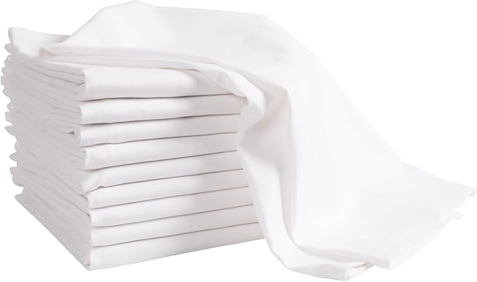 KAF Home White Kitchen Towels, 10 Pack, 100% Cotton - 20 x 30, Soft and Functional Multi-Purpose, Baking, Cooking, Cleaning, Printing, Monogramming, and Embroidery (Plain Weave)