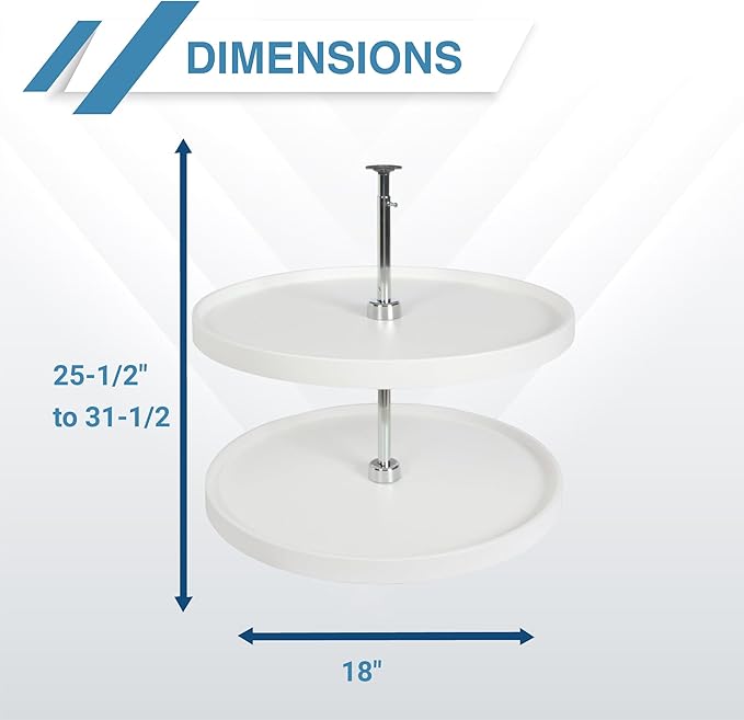 Knape & Vogt PFN28ST-W 31.5 by 28 by 28 Full-Round Polymer Lazy Susan Cabinet Organizer,White