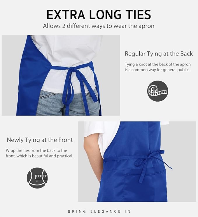 Syntus Apron for Men Women, Adjustable Cooking Kitchen Chef Aprons with 2 Pockets, Cotton/Polycotton/Polyester
