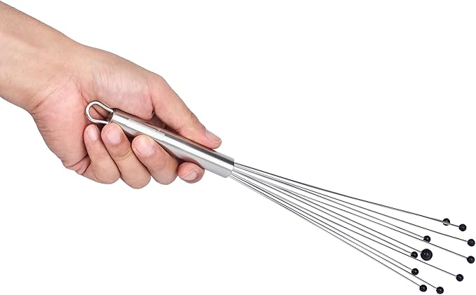 Restaurantware 12.5 in Stainless Steel Ball Whisk with Silicone Tips - 24 Pack - German Standard Sauce & Gravy Whisk, Non-Scratch, Dishwasher Safe - Non-Stick Safe Silicone Ball Whisk for Baking