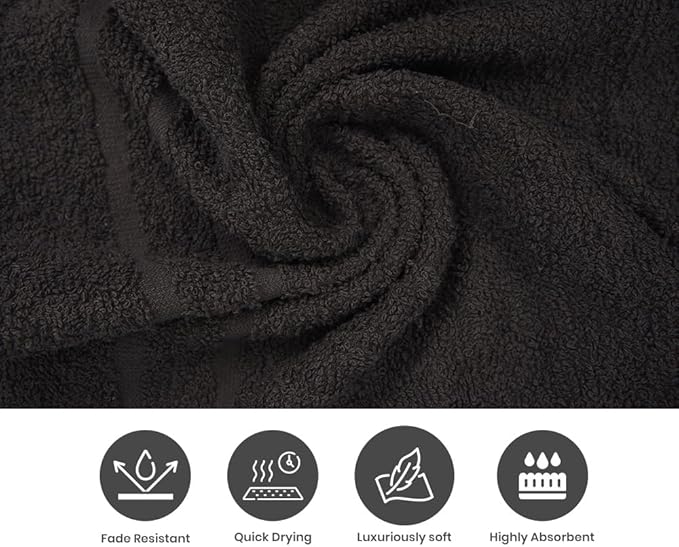 Cinara Bed & Bath Premium 100% Cotton Hand Towels – Soft, Quick Dry & Highly Absorbent – 16x27 Inches, Pack of 24 – Ideal for Bathroom, Salon, Gym, Spa & Everyday Use – Charcoal Grey