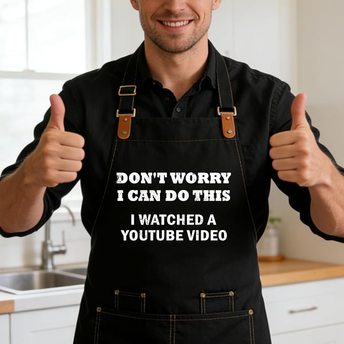 Baking Apron for Men Women,Funny Apron Baking Gifts with 2 Pockets for Men Women BBQ Grilling,Adjustable Cooking Kitchen Work Waterproof Bib Apron Thanksgiving Christmas