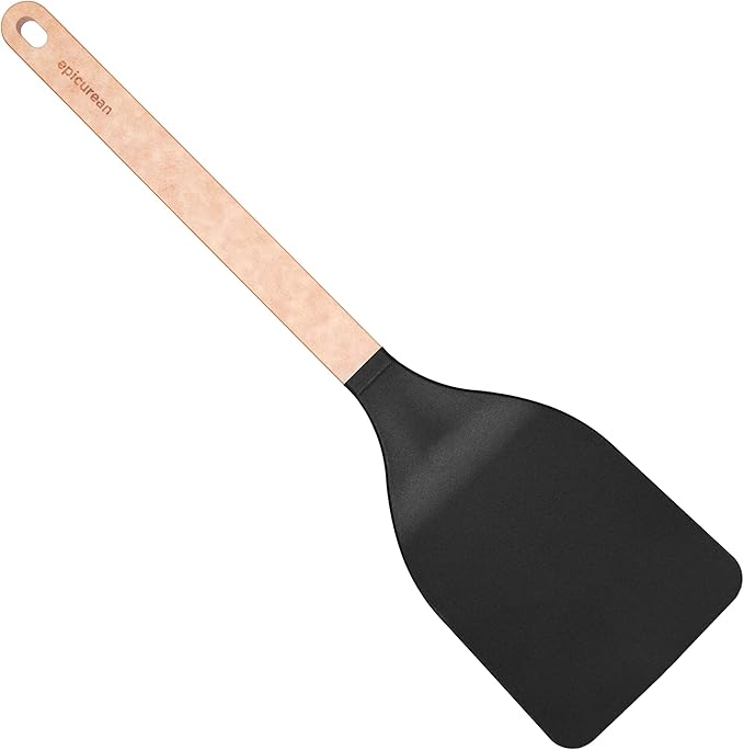 Epicurean Gourmet Series Large Nylon Turner, Spatula, Serving Tool-Natural Handle with Black Head