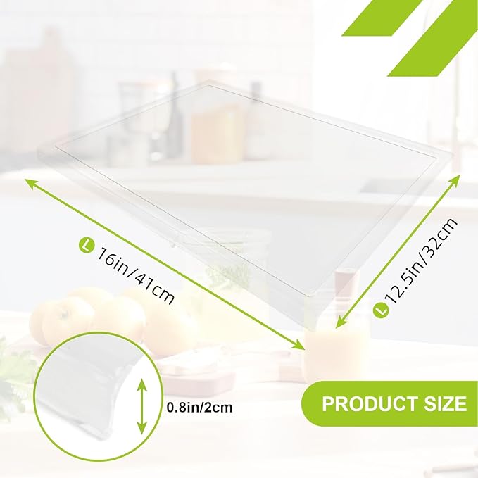 Acrylic Cutting Board with Juice Groove, Clear Cutting Board with Counter Lip, Cutting Boards for Countertop Protector, Non-Slip Dough Mat, Kitchen Decor Gadgets House Warming Gifts(16"x12.5")