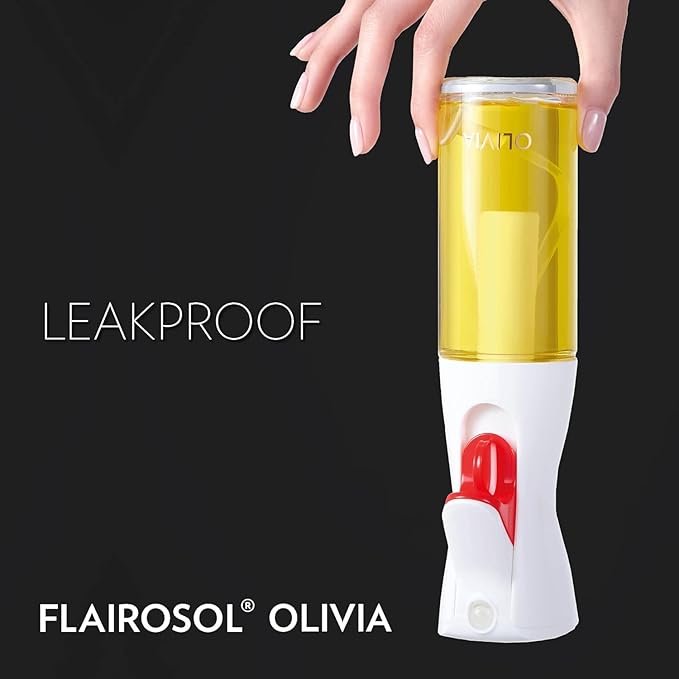 OLIVIA Signature The Original Advanced Oil Sprayer for Cooking, Salads, BBQs and More, Continuous Spray with Portion Control, Trusted by Chefs. Patented Technology. (Glass Bottle) (Gold Print)
