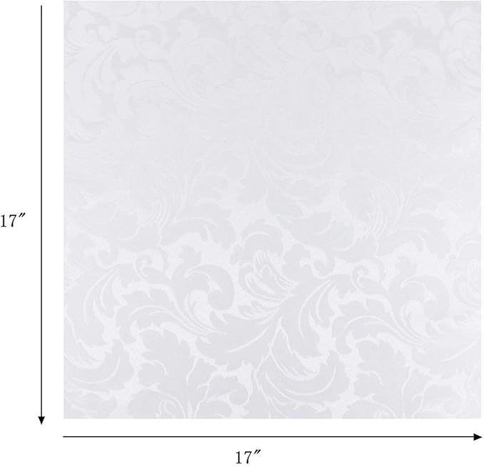 EHouseHome Damask Jacquard Cloth Napkins Waterproof Spillproof Polyester Fabric Napkins,White,Set of 4, 17 x 17 Inch